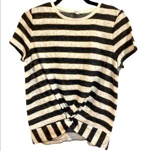 Bar lll Women’s Striped Twist Front Blouse Short Sleeves Multicolor